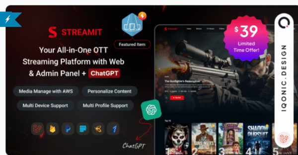 Streamit Laravel - Movie, TV Show, Video Streaming Platform With Laravel with ChatGPT